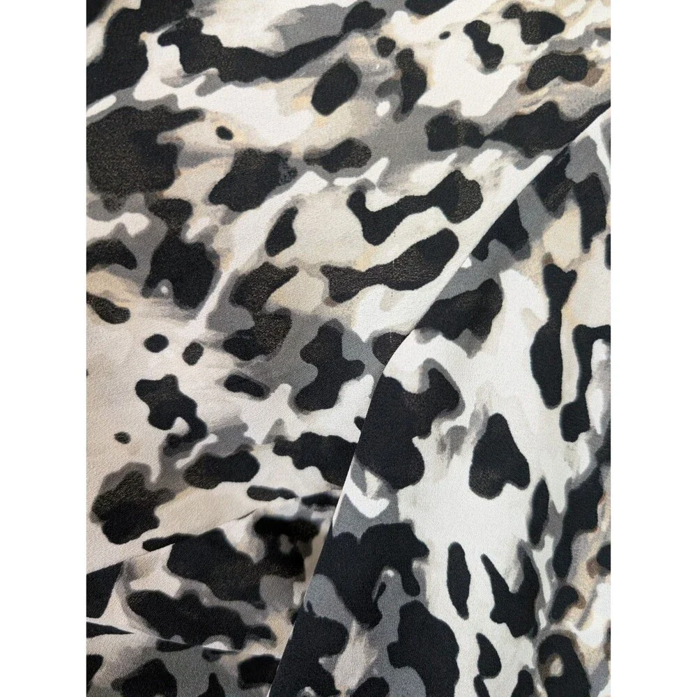 Vince Camuto Top Printed Mock-Neck Cutout Ruffle Sleeve Animal Print Size Large